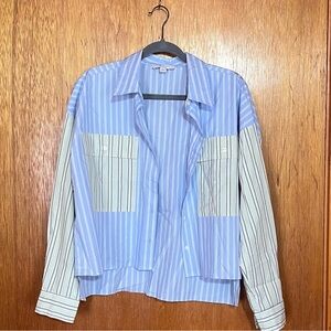 Ann Taylor Women's Blue and White Striped Shirt